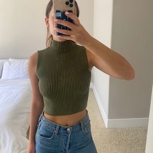 Dark Green Zara Turtleneck Tank